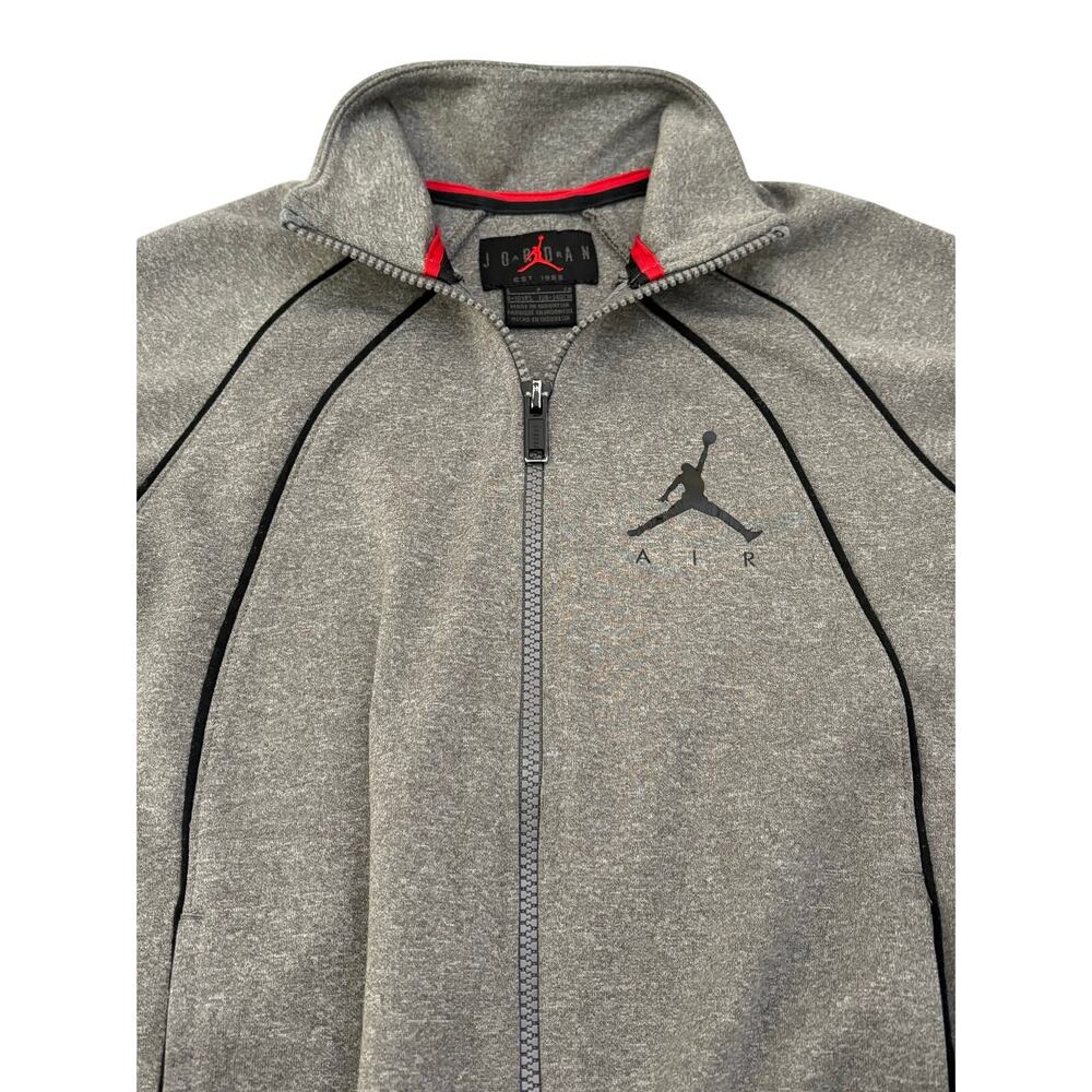 Nike Air Jordan Jumpman Boys Small Full-Zip Track Jacket Gray Black Piping Logo - Picture 2 of 12
